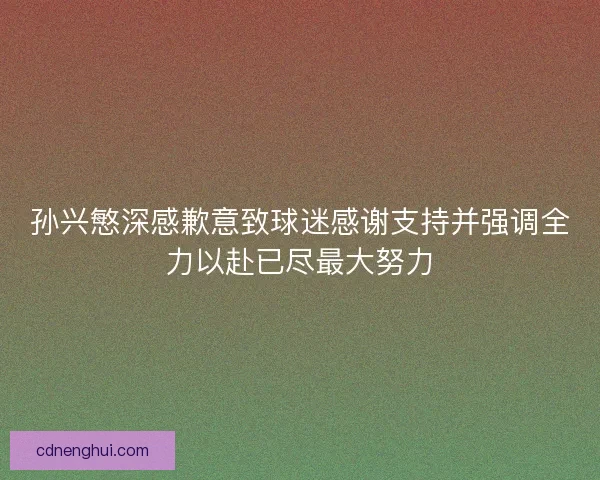 孙兴慜深感歉意致球迷感谢支持并强调全力以赴已尽最大努力