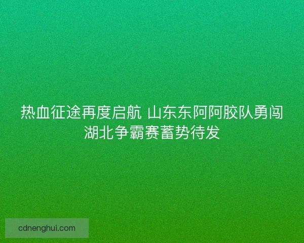 热血征途再度启航 山东东阿阿胶队勇闯湖北争霸赛蓄势待发